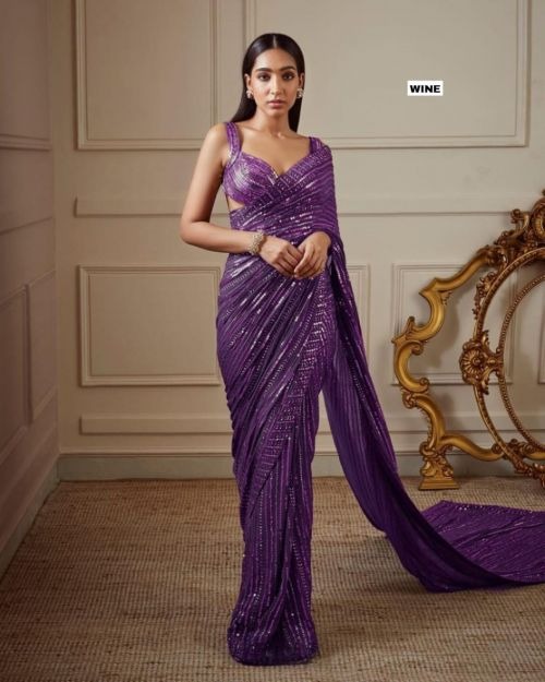 Trishula 323 Beautiful Sequence Georgette Saree Collection